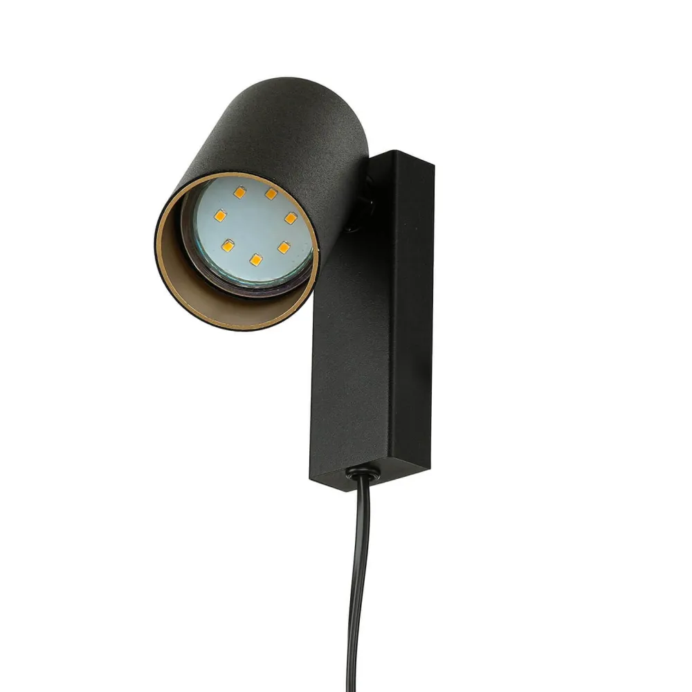 Sale Nowodvorski Wandspot mit Schalter Kabel Schwarz Gold GU10