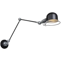 Hot Steinhauer Wandspot mit Stecker in Schwarz Silber E14 flexibel