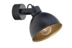 Sigma Wandspot Schwarz Gold Metall Industrial E27 beweglich* Spots|Wandleuchten