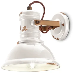 Online Ferroluce Wandspot Weiß Shabby B: 25 cm Keramik Metall Handarbeit E27