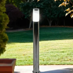 Lido Wegbeleuchtung in Chrom aus Messing E27 65cm hoch* Außenleuchten Antik|Moderne Lampen