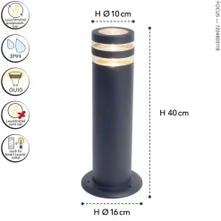 Eco-Light Wegeleuchte Anthrazit Aluminium 40 cm GU10 IP44 Modern