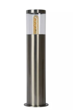 Wegeleuchte Außen Stahl in Chrom IP44 E27 49 cm Garten* Wegeleuchten|Metall Lampen