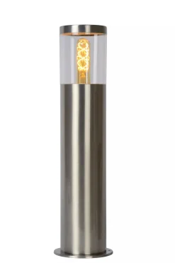 Wegeleuchte Außen Stahl in Chrom IP44 E27 49 cm Garten* Wegeleuchten|Metall Lampen