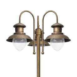 Clearance Giovanni Battista Wegeleuchte 3-flammig IP44 E27 210 cm Messing Glas