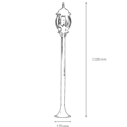 Clearance Easylight Wegeleuchte Garten E27 111 cm in Schwarz Kupfer Rustikal