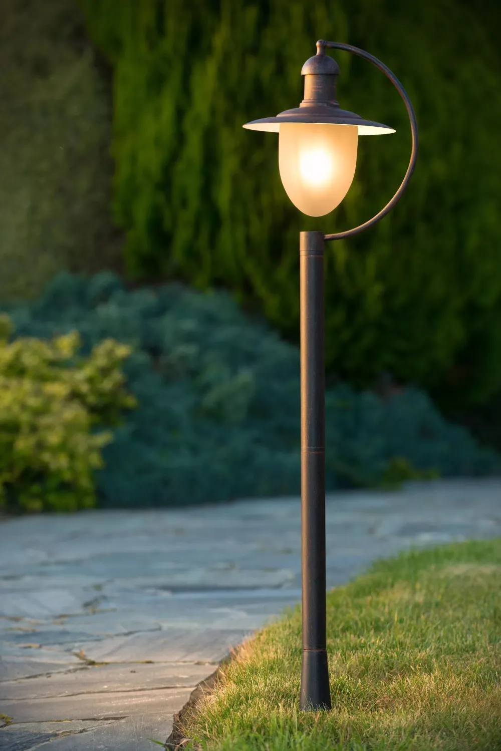 Wegeleuchte Glas Metall Rostbraun IP44 Garten 110 cm* Industrie Lampen|Vintage Lampen