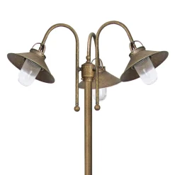 Giovanni Battista Wegeleuchte groß 2,1 m Messing Glas IP44 3-flammig E27* Außenleuchten Antik|Außenleuchten Messing