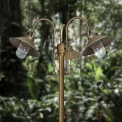 Giovanni Battista Wegeleuchte groß 2,1 m Messing Glas IP44 3-flammig E27* Außenleuchten Antik|Außenleuchten Messing