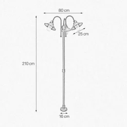Giovanni Battista Wegeleuchte groß 2,1 m Messing Glas IP44 3-flammig E27* Außenleuchten Antik|Außenleuchten Messing