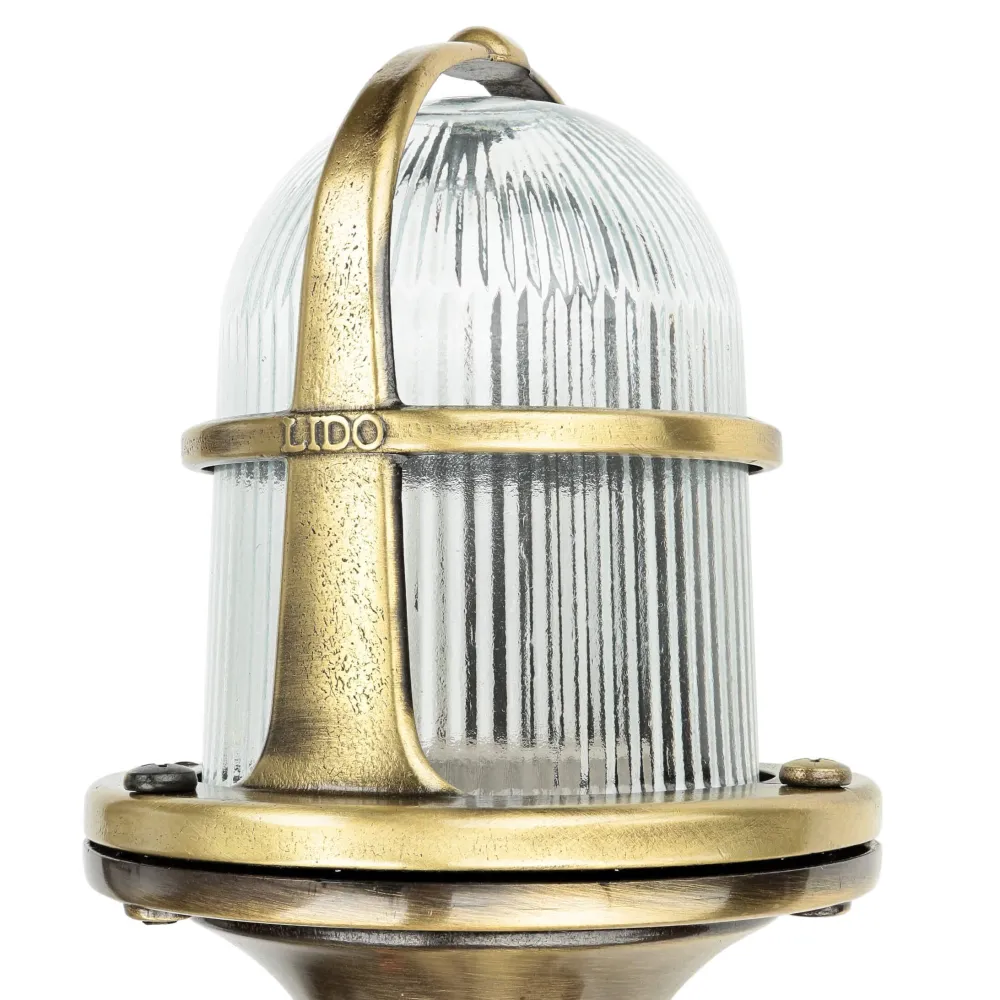 Clearance Lido Wegeleuchte klein 25 cm IP64 E27 Echt-Messing Glas