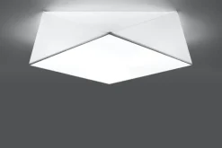 Sollux Weiße Deckenlampe LYNNDIE B:50cm geometrisch blendarm* Wohnzimmerlampen|Moderne Lampen