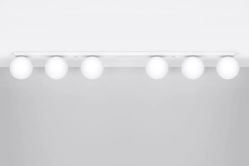 Sollux Weiße Deckenleuchte lang 120 cm Glas Metall 6x G9* Deckenleuchten|Flurlampen