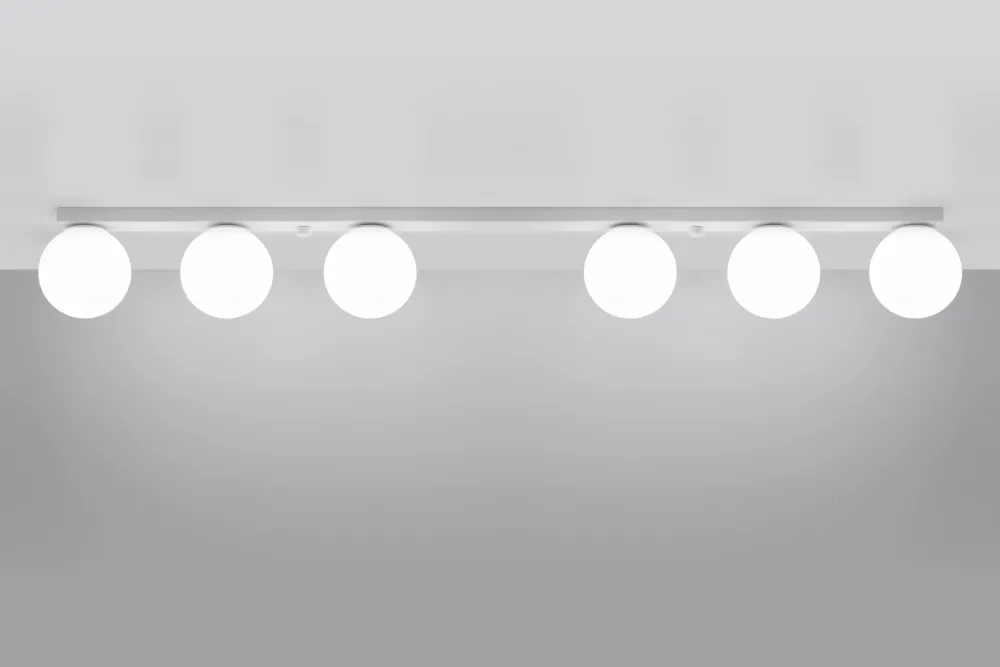 Sollux Weiße Deckenleuchte lang 120 cm Glas Metall 6x G9* Deckenleuchten|Flurlampen