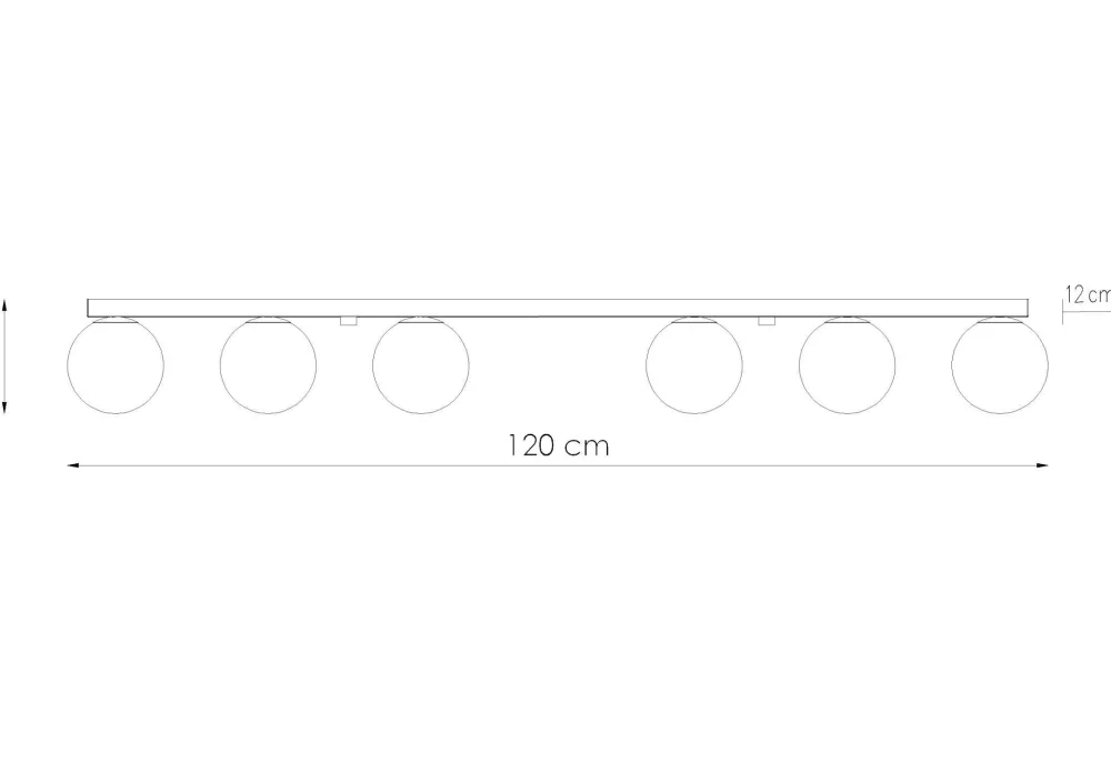 Sollux Weiße Deckenleuchte lang 120 cm Glas Metall 6x G9* Deckenleuchten|Flurlampen