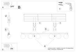 Sollux Weiße Deckenleuchte lang 120 cm Glas Metall 6x G9* Deckenleuchten|Flurlampen