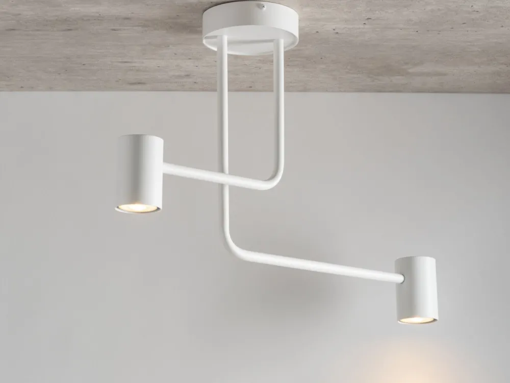 Sigma Weiße Deckenleuchte Metall 2-flammig akzentuiert GU10* Deckenleuchten|Moderne Lampen