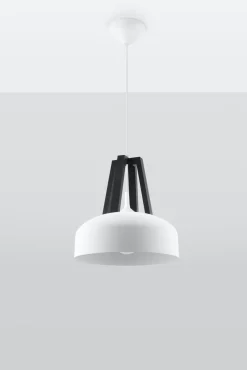 Sollux Weiße Hängelampe Retro Ø30cm Metall E27 MANILIA Küche* Hängelampen|Retro Lampen