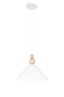 Best Belis Weiße Hängeleuchte Holz Metall Ø26 cm rund E27 wohnlich