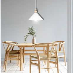 Best Belis Weiße Hängeleuchte Holz Metall Ø26 cm rund E27 wohnlich