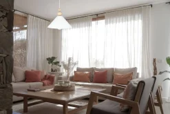 Best Belis Weiße Hängeleuchte Holz Metall Ø26 cm rund E27 wohnlich