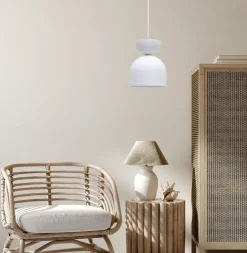 Online Belis Weiße Hängeleuchte Metall E27 Minimalistisch Ø17 cm