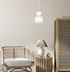 Online Belis Weiße Hängeleuchte Metall E27 Minimalistisch Ø17 cm