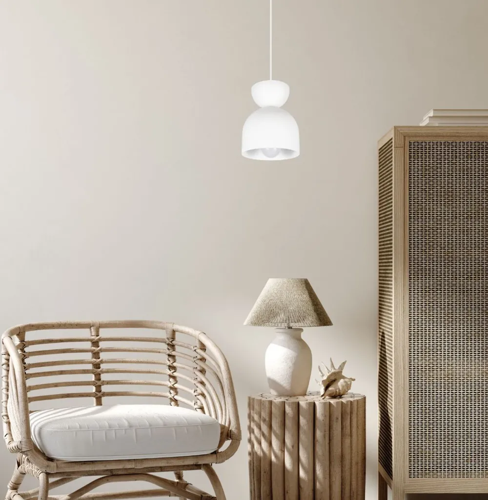 Online Belis Weiße Hängeleuchte Metall E27 Minimalistisch Ø17 cm