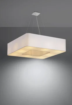 Sale Sollux Weiße Pendelleuchte eckig 80 cm breit 8x E27 blendarm