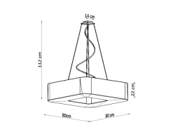 Sale Sollux Weiße Pendelleuchte eckig 80 cm breit 8x E27 blendarm