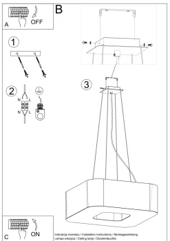 Sale Sollux Weiße Pendelleuchte eckig 80 cm breit 8x E27 blendarm
