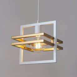 Sigma Weiße Pendelleuchte Gold Metall bis 0,9 m E27 stylisch* Hängelampen|Moderne Lampen