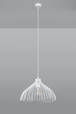 Sollux Weiße Pendelleuchte Metall Draht Ø25cm E27 SHORNA* Wohnzimmerlampen|Moderne Lampen