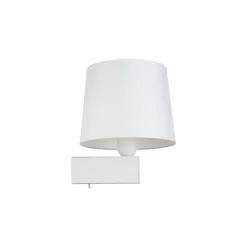 Best Nowodvorski Weiße Wandlampe mit Schalter Stoffschirm E27 Modern