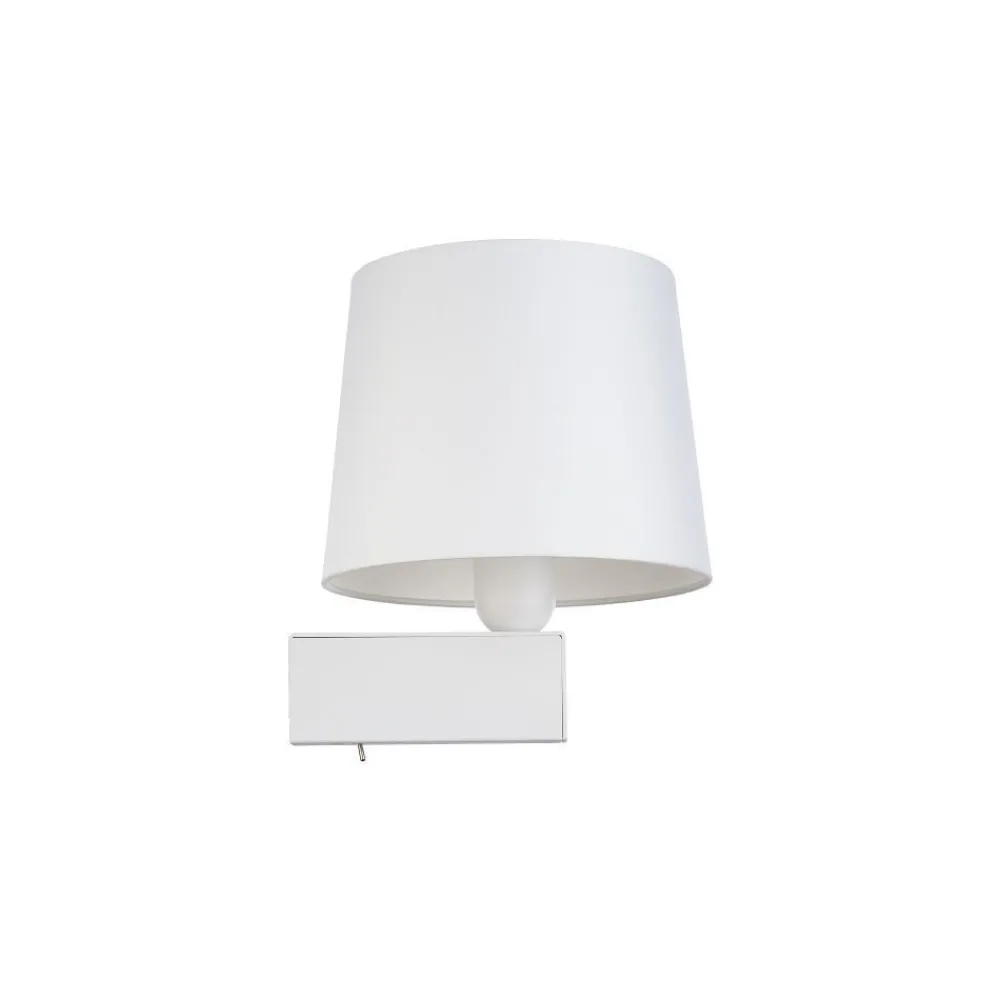 Best Nowodvorski Weiße Wandlampe mit Schalter Stoffschirm E27 Modern