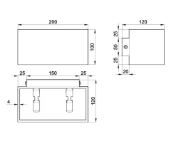 Sollux Weiße Wandlampe Up Down eckig 2x G9 Flurbeleuchtung* Wandleuchten|Flurlampen