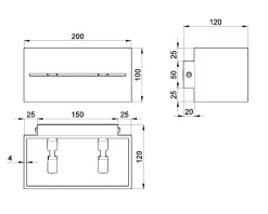 Sollux Weiße Wandleuchte Aluminium eckig B:20cm 2x G9 stylisch* Flurlampen|Wandleuchten