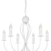 Belis Weißer Kronleuchter Metall 6-flammig E14 Klassisch* Bürolampen|Wohnzimmerlampen