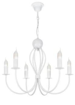 Belis Weißer Kronleuchter Metall 6-flammig E14 Klassisch* Bürolampen|Wohnzimmerlampen