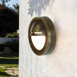 New Lido Wetterfeste Außenleuchte Rund IP64 echtes Messing