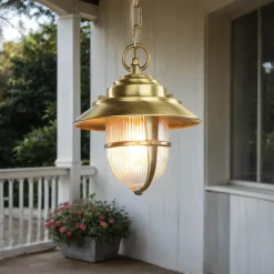 Online Lido Wetterfeste Hängelampe SANTORIN Messing rund IP54