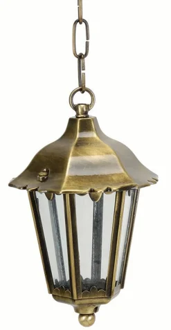 Lido Wetterfeste Pendelleuchte THASOS Messing Rustikal* Außenleuchten Antik|Außenleuchten Messing