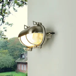 Lido Wetterfeste Wandlampe SKIATHOS Nickel Maritim IP64* Rustikale Lampen|Metall Lampen