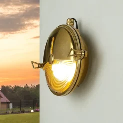 Lido Wetterfeste Wandleuchte KARPAHTOS Messing Glas IP64