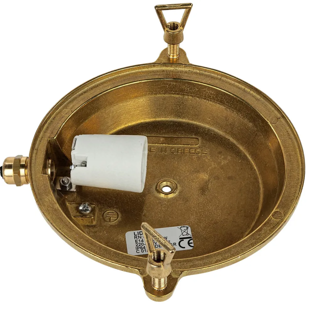 Lido Wetterfeste Wandleuchte KARPAHTOS Messing Glas IP64