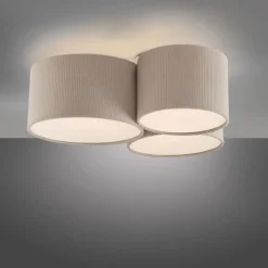 Just Light Wohnliche Deckenlampe Beige E27 L:70 cm 3-flmg blendarm* Wohnzimmerlampen|Stofflampen