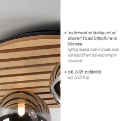 Just Light Wohnliche Deckenlampe Glaskugeln Holz G9 Ø38,5 cm Natur* Deckenleuchten|Flurlampen
