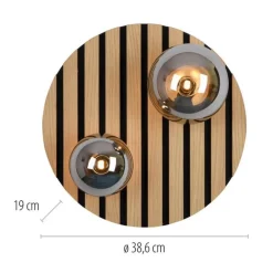 Just Light Wohnliche Deckenlampe Glaskugeln Holz G9 Ø38,5 cm Natur* Deckenleuchten|Flurlampen