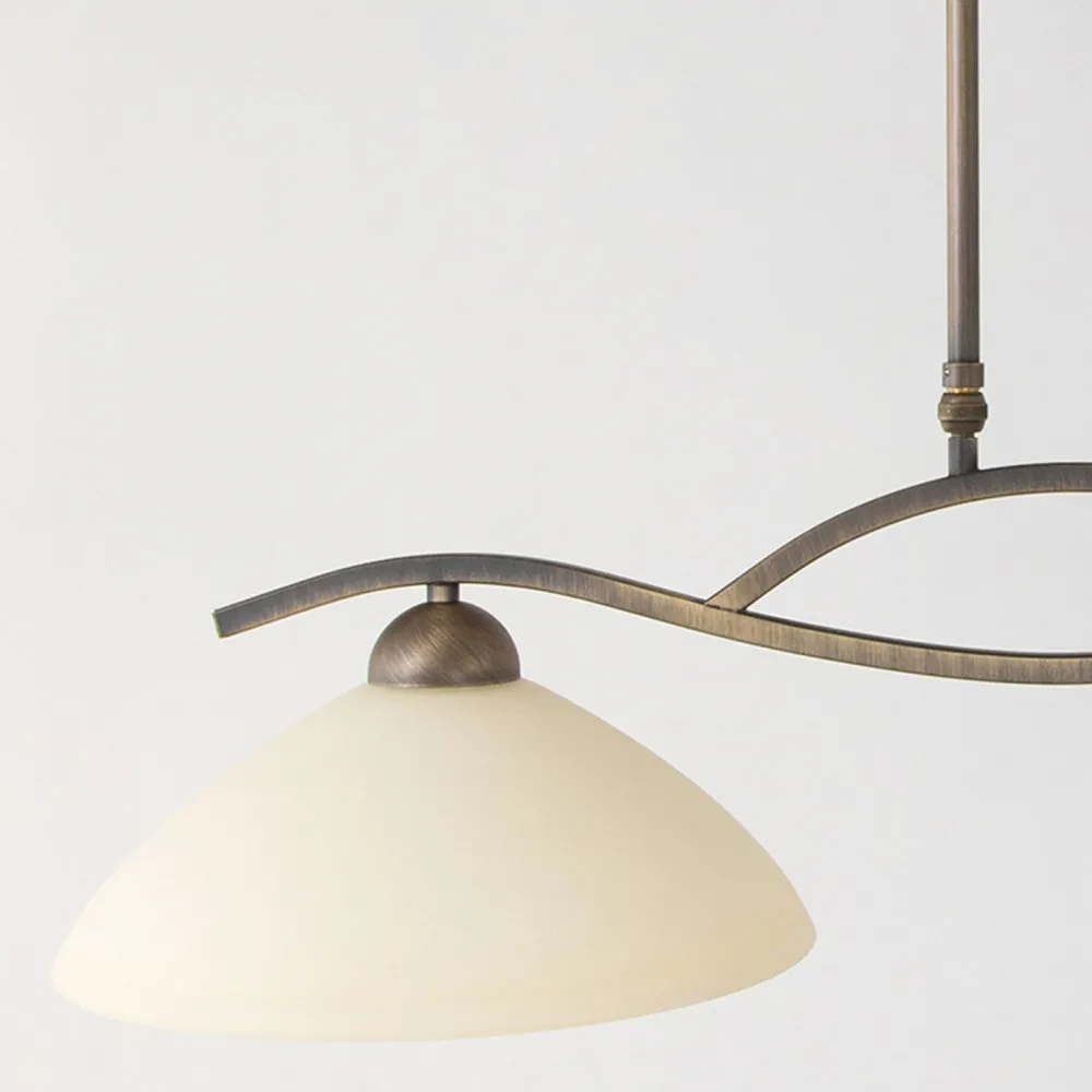 Steinhauer Wohnliche Deckenlampe Metall Glas in Bronze Creme 82 cm* Deckenleuchten|Badezimmer Lampe