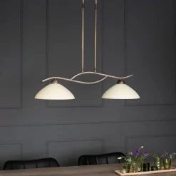 Steinhauer Wohnliche Deckenlampe Metall Glas in Bronze Creme 82 cm* Deckenleuchten|Badezimmer Lampe